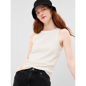 Gap Rib Halter Tank Top New Off White Sz S